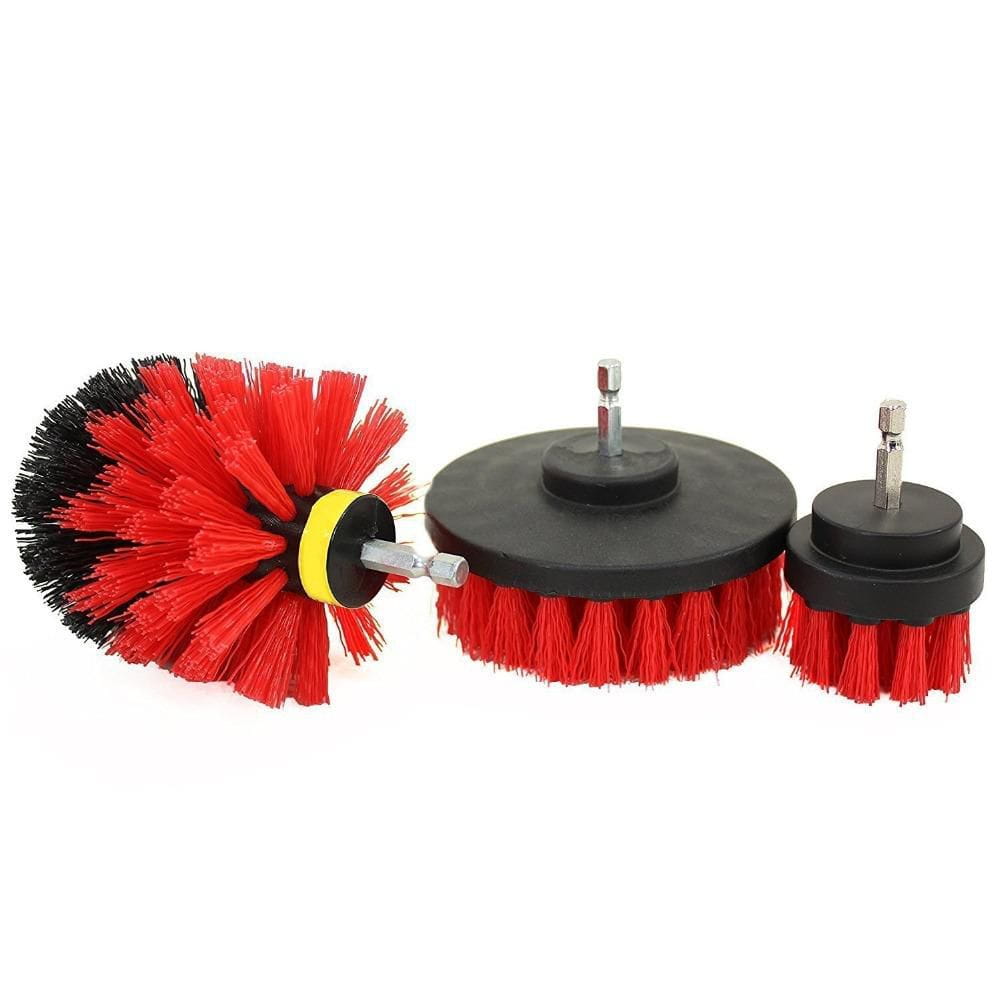 3x Scrub Brush with Power Drill Attachment Round Car Carpet Mat Different  Shape
